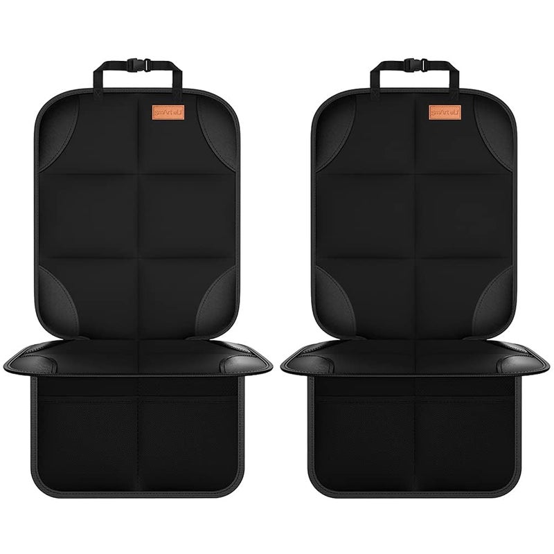smartelf Car Seat Protector, Large Auto Protector for Child Seats with Thickest Padding and Non-Slip Backing Mesh Pockets for SUV, Sedan, Truck, Leather and Fabric - Black - Image 1